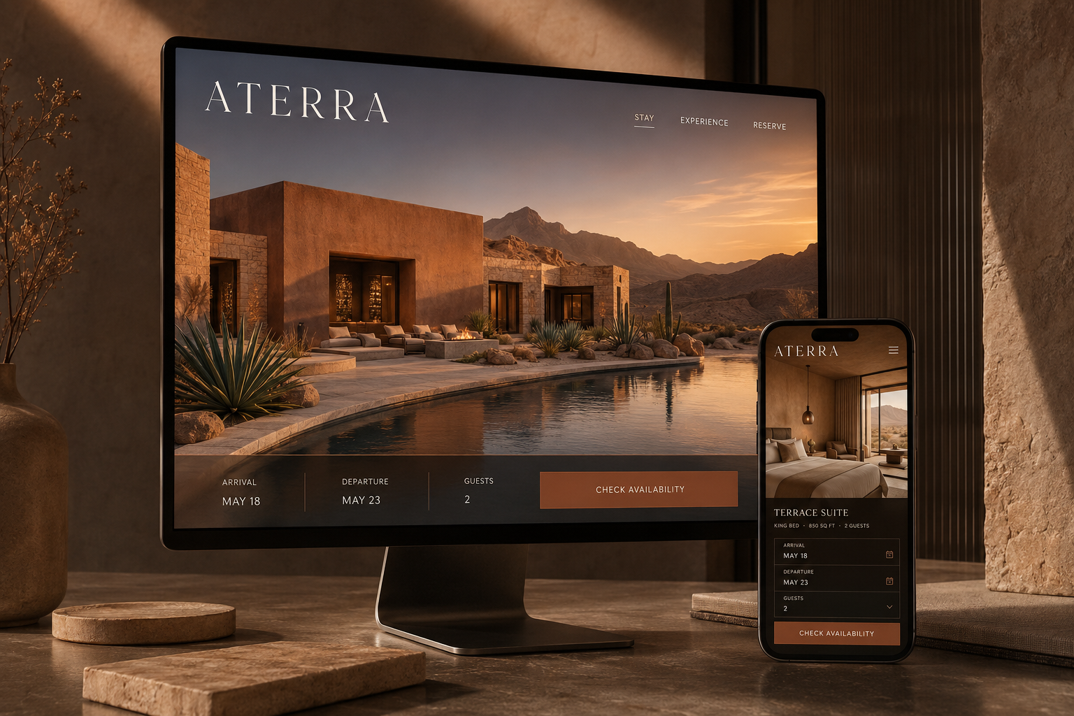 Aterra desert resort website concept