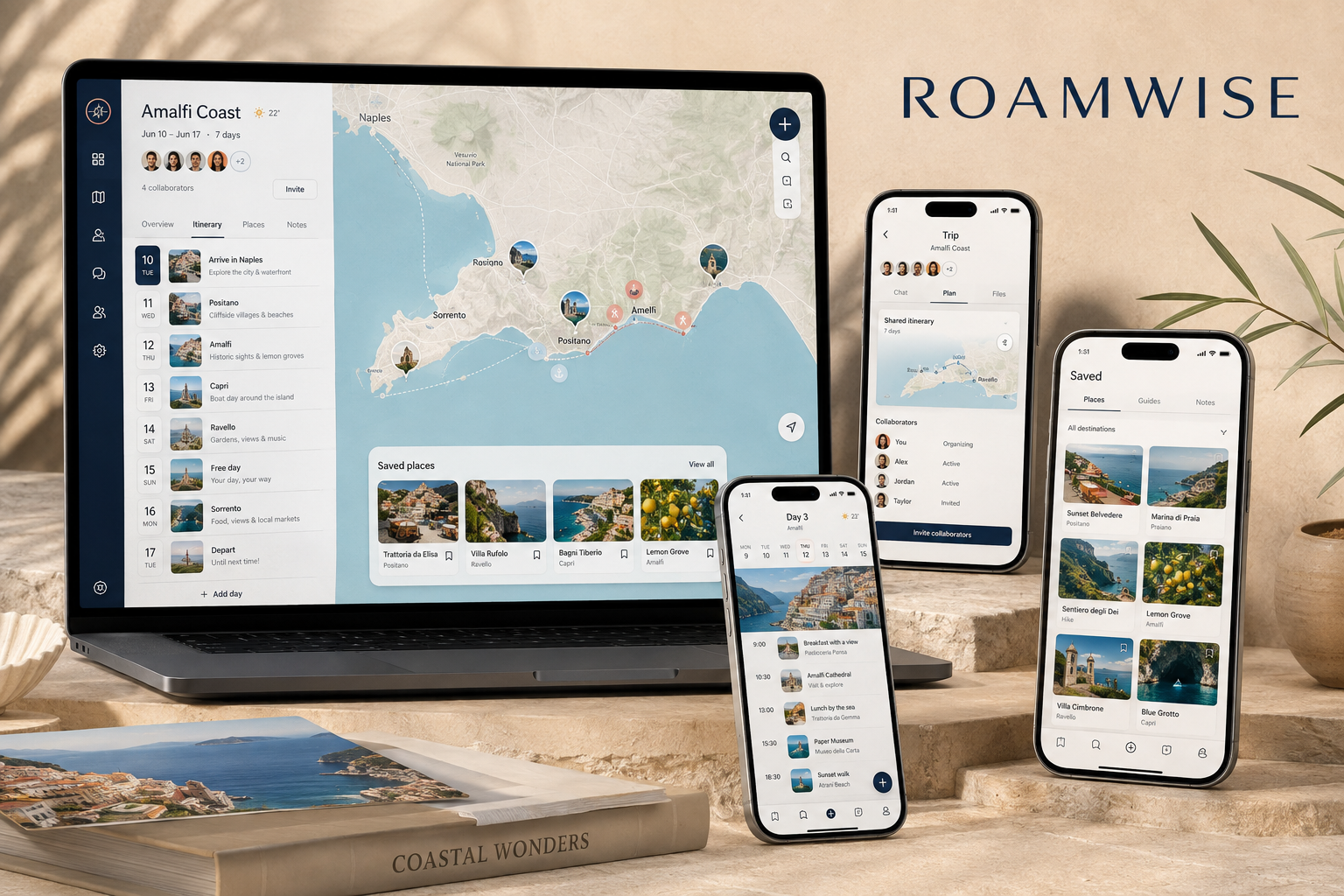 Roamwise travel application UI UX concept