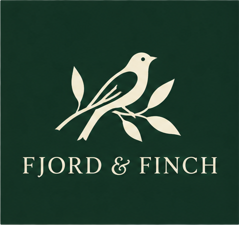 Fjord and Finch bird emblem logo